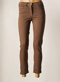 Pantalon slim țesătură poplin talie înaltă maro EAST DRIVE femme