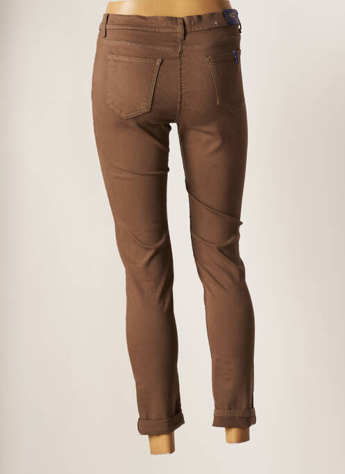 Pantalon slim țesătură poplin talie înaltă maro EAST DRIVE femme