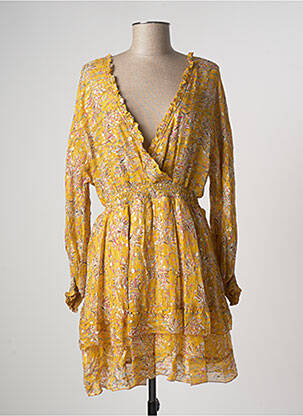 Rochie midi imprimeu floral mâneci lungi galben THE KOOPLES femeie