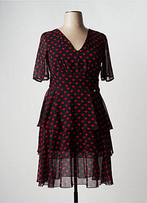 Rochie midi croială fluidă mâneci scurte negru KITANA femeie