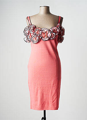 Rochie midi mâneci scurte mâneci scurte roz LEO GUY femeie