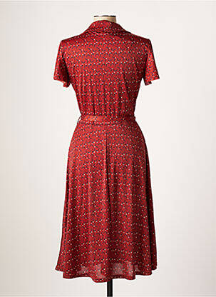 Rochie midi imprimeu fantezie mâneci scurte maro LONKEL femeie