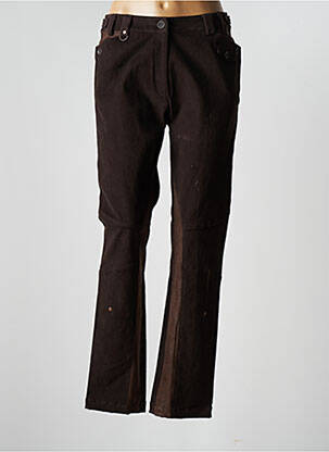 Pantalon drept elasticitate talie înaltă maro PERSPECTIVES femeie