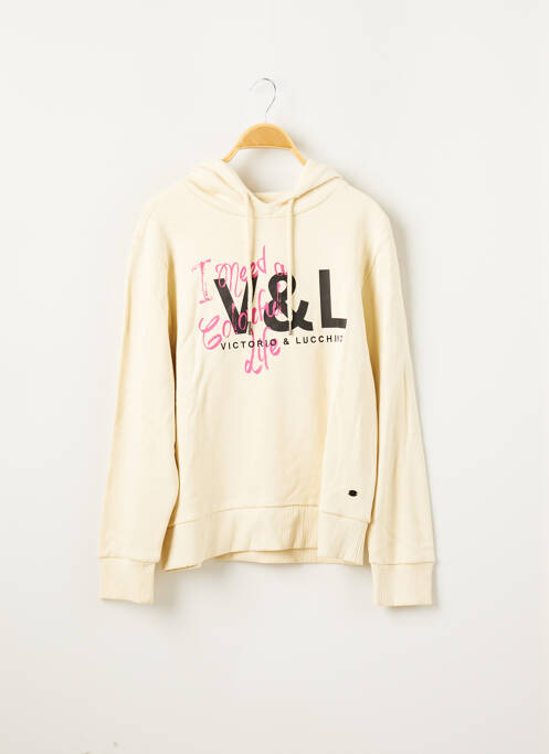 Hanorac cu glugă serigrafie mâneci lungi bej VICTORIO & LUCCHINO femme