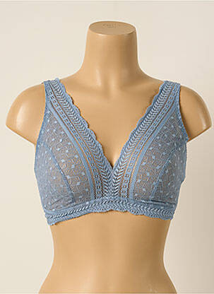 Sutien efect material satinat top triunghiuri albastru PRINCESSE TAM-TAM femeie