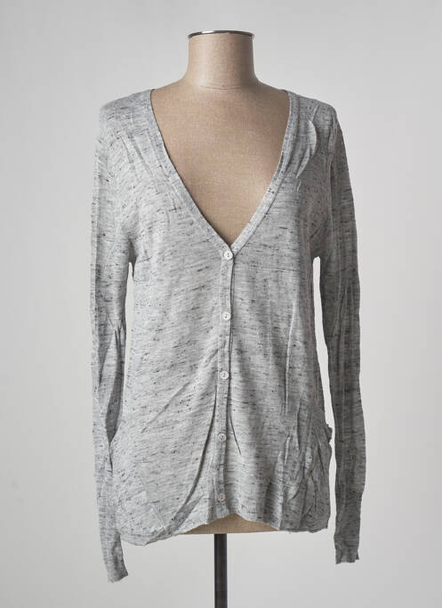 Vestă cu mâneci lungi închidere cu nasturi pe față gri POLES femme