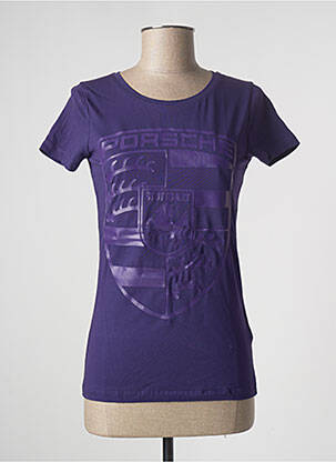Tricou serigrafie flockată mâneci scurte violet PORSCHE femeie