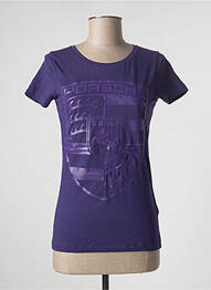 Tricou serigrafie flockată mâneci scurte violet PORSCHE femeie