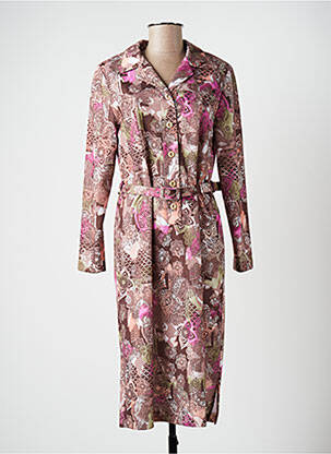 Rochie midi imprimeu floral mâneci lungi maro ANNE KELLY femeie