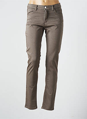 Pantalon slim țesătură poplin mărime normală maro FABER femeie