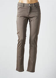 Pantalon slim țesătură poplin mărime normală maro FABER femme