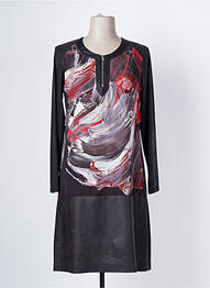 Rochie midi imprimeu fantezie mâneci lungi negru FRANCE RIVOIRE femme