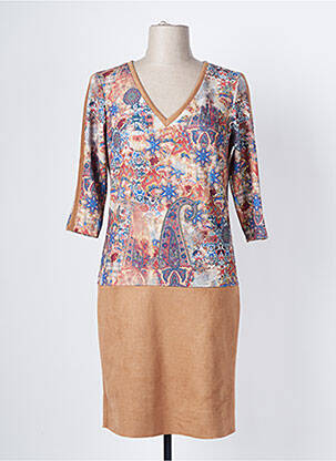 Rochie midi bej FILLE A SUIVRE femeie