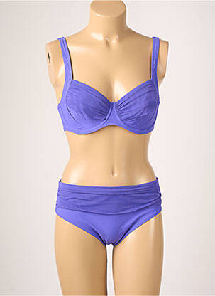 Costum de baie din două piese elasticitate sutien cupe întregi cu decolteu înalt violet ANITA femeie