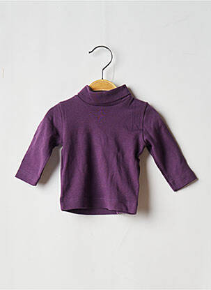 Pulover cu guler înalt croială dreaptă mâneci lungi violet PETIT BATEAU fată