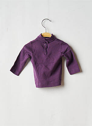 Pulover cu guler înalt croială dreaptă mâneci lungi violet PETIT BATEAU fată