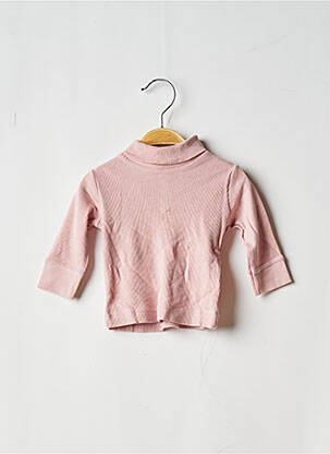 Pulover cu guler înalt croială dreaptă mâneci lungi roz PETIT BATEAU fată