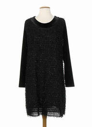 Tunică mâneci lungi guler rotund negru KARTING femme