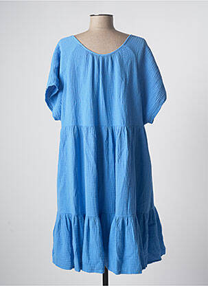 Rochie midi țesătură crep mâneci scurte albastru BLUTSGESCHWISTER femeie