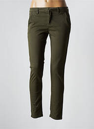 Pantalon chino țesătură poplin mărime normală verde REIKO femme