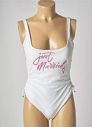 Costum de baie dintr-o singură piesă alb PIN UP femeie