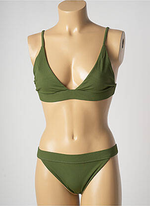 Costum de baie din două piese bretele elastice reglabile top triunghiuri verde BAIN DE MER SAINT TROPEZ femeie