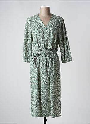 Rochie midi imprimeu floral mâneci lungi verde COPENHAGEN femeie