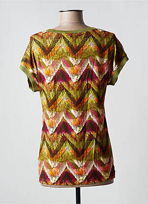 Top țesătură jersey mâneci scurte verde GEISHA femme