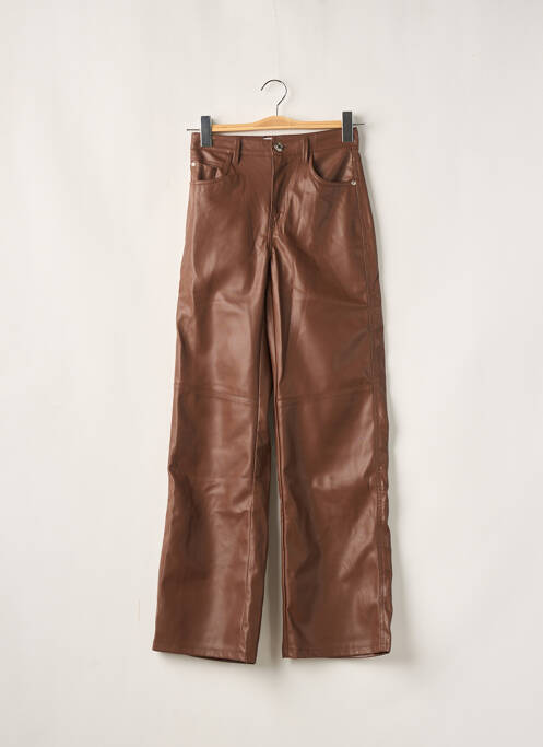 Pantalon drept închidere cu fermoar sub clapetă cu nasturi mărime normală maro BERSHKA femme