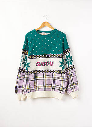 Pulover elasticitate mâneci lungi verde GISOU femeie