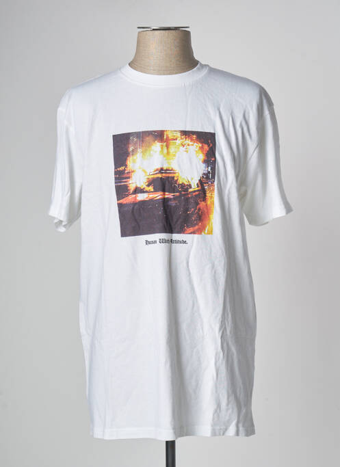 Tricou alb HUMAN WITH ATTITUDE bărbat