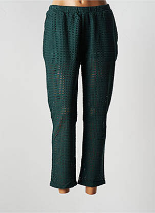 Pantalon 7/8 talie elastică mărime normală verde LEÏ-1984 femeie