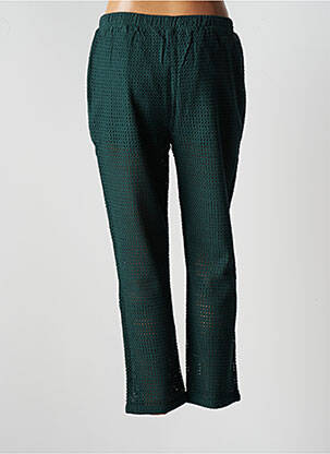 Pantalon 7/8 talie elastică mărime normală verde LEÏ-1984 femeie