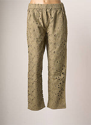 Pantalon slim talie elastică mărime normală verde MY SUNDAY MORNING femeie