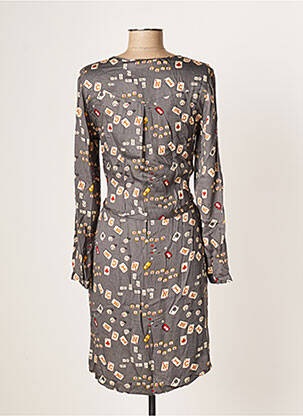 Rochie midi imprimeu fantezie mâneci lungi gri NICE THINGS femeie