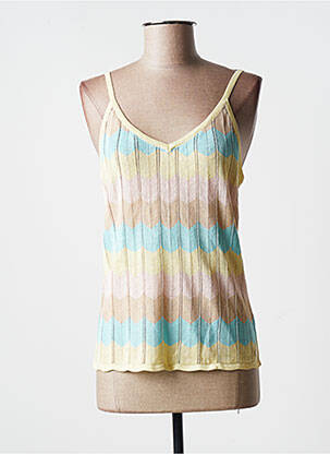 Pulover plasă decupată bretele subțiri galben NUMPH femme