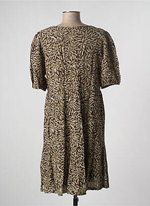 Rochie midi imprimeu floral mâneci scurte maro TEDDY SMITH femeie