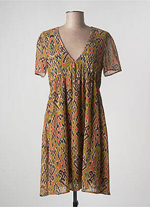 Rochie scurtă croială fluidă mâneci scurte verde TEDDY SMITH femeie