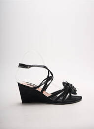 Sandale/pantofi decupați țesătură satinată toc de 4 la 6 cm negru ACCESSOIRE DIFFUSION femme