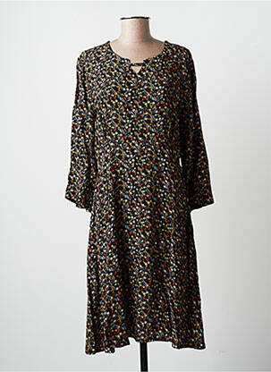 Rochie midi imprimeu floral mâneci lungi negru CHRISTINE LAURE femeie
