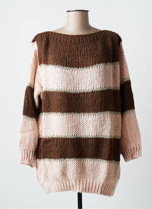 Pulover tunică maro BLANC BOHEME femeie