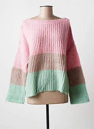 Pulover decolteu bărcuță mâneci lungi roz BLANC BOHEME femme