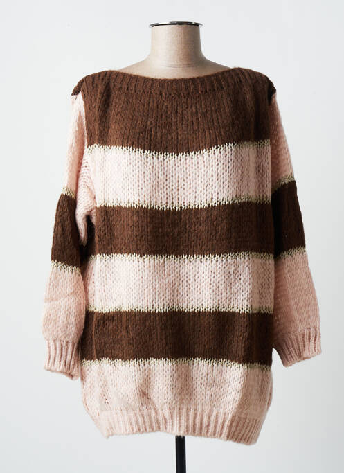 Pulover tunică maro BLANC BOHEME femeie