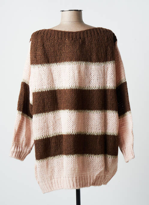 Pulover tunică maro BLANC BOHEME femeie