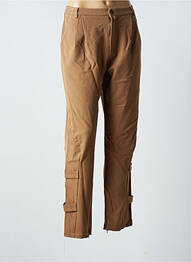 Pantalon drept țesătură crep mărime normală maro BLANC BOHEME femme