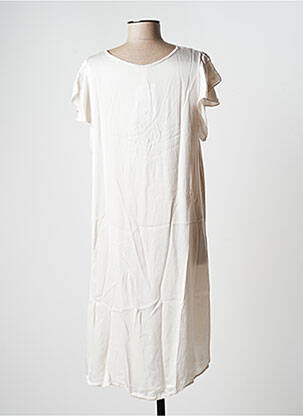 Rochie midi croială fluidă mâneci scurte bej NEW STYLE femeie