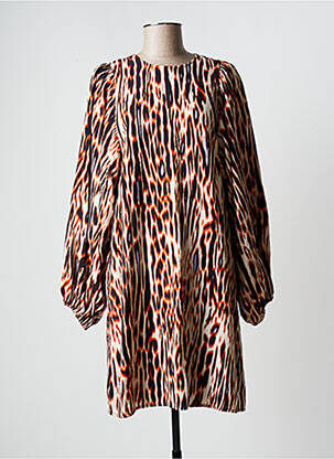 Rochie midi mâneci lungi mâneci lungi maro ICHI femeie