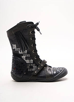 Cizme închidere cu fermoar și șireturi vârf rotund negru GBB fille