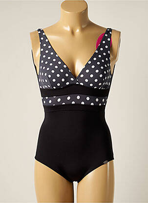 Costum de baie dintr-o singură piesă elasticitate top triunghiuri negru PLAGE DU SUD femeie