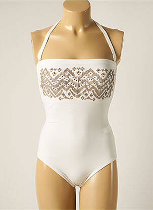 Costum de baie dintr-o singură piesă bretele elastice detașabile top bentiță alb TESSY femeie